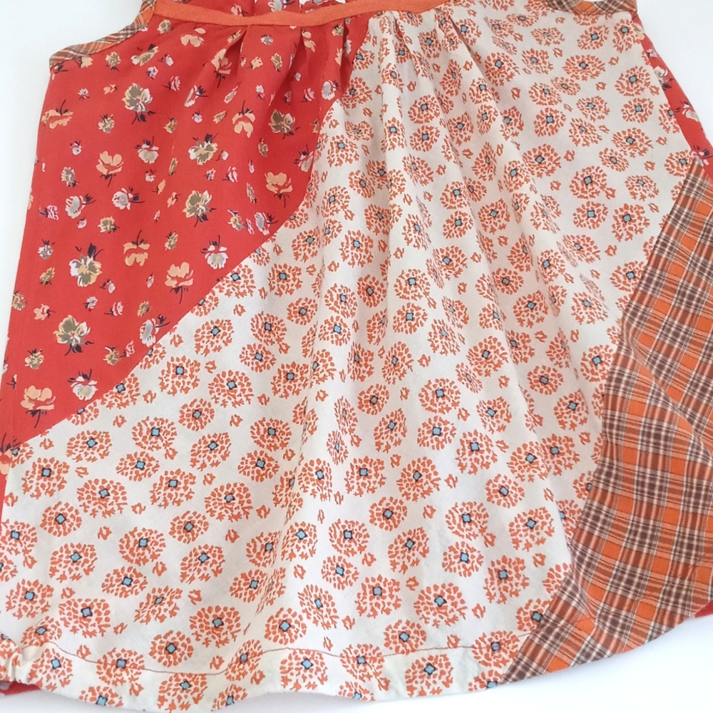 *Relisted* 🌿 Charlotte Russe Orange Patchwork Floral Top Adjustable Straps S - Picture 3 of 8